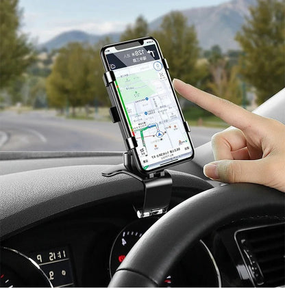 Belro multifunctional car phone holder mounted on dashboard, adjustable electronic phone mount for hands-free use.