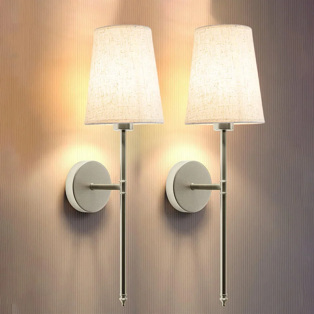 Belro wireless fabric wall lights set of 2 with bulbs, outdoor home and garden decor, soft fabric design, mounted on wall.