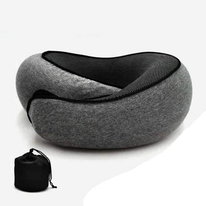 Belro snail style memory foam travel neck pillow with U-shape, adjustable support, and portable design for neck comfort during travel.
