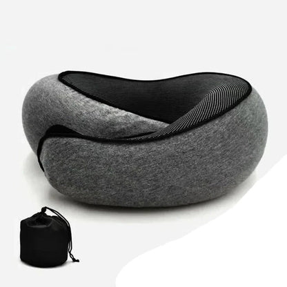 Belro snail style memory foam travel neck pillow with U-shape, adjustable support, and portable design for neck comfort during travel.