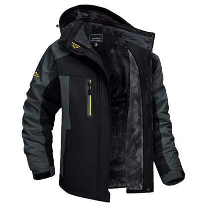Belro windproof outdoor jacket in black, lightweight and water-resistant, designed for hiking and outdoor activities.