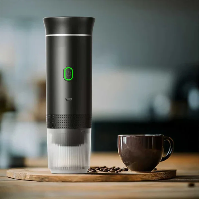 Belro portable 3-in-1 coffee maker with compact design, showing the device with a coffee cup and brewing components.