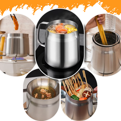 Belro 2-in-1 stainless steel deep frying pot with vented lid, ideal for home kitchen frying and cooking tasks.