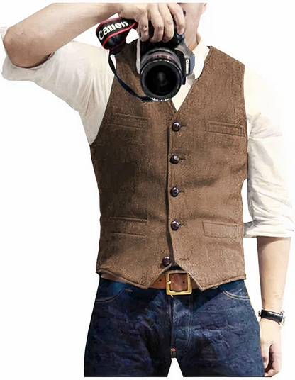 Belro stylish waistcoat, fashionable clothing vest with tailored fit, displayed on a hanger against a neutral background.