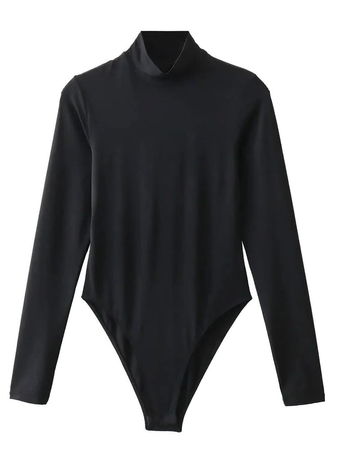 Belro long sleeve bodysuit with turtleneck collar, black, fitted design, perfect for stylish layering or casual wear.