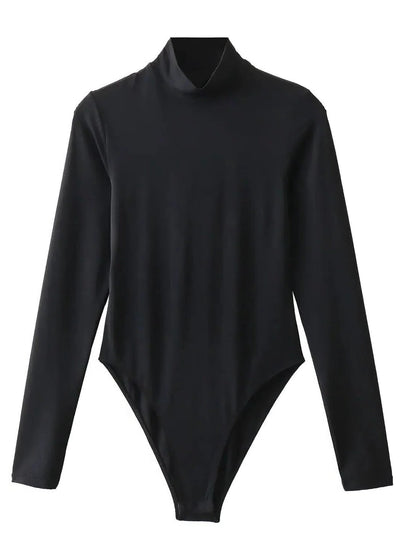Belro long sleeve bodysuit with turtleneck collar, black, fitted design, perfect for stylish layering or casual wear.