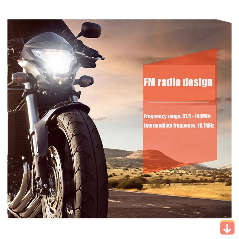 Belro motorcycle Bluetooth speaker with FM radio, compact electronic audio device featuring control buttons and speaker grille.
