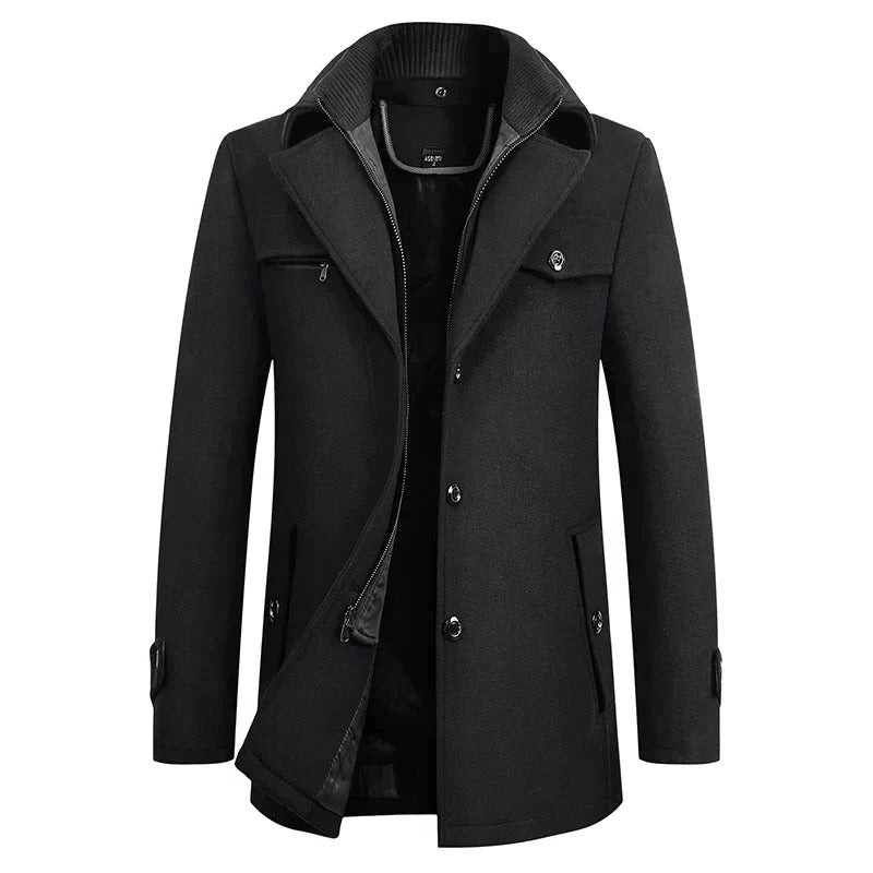 Belro waterproof winter business coat shown on a hanger, featuring a sleek, insulated design suitable for cold weather and professional settings.