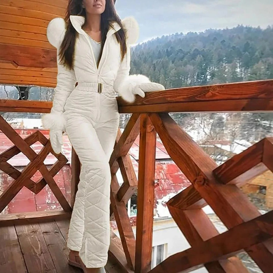 Belro women's stylish winter snowboard ski pants with zipper, casual snowboarding clothing for cold weather outdoor activities