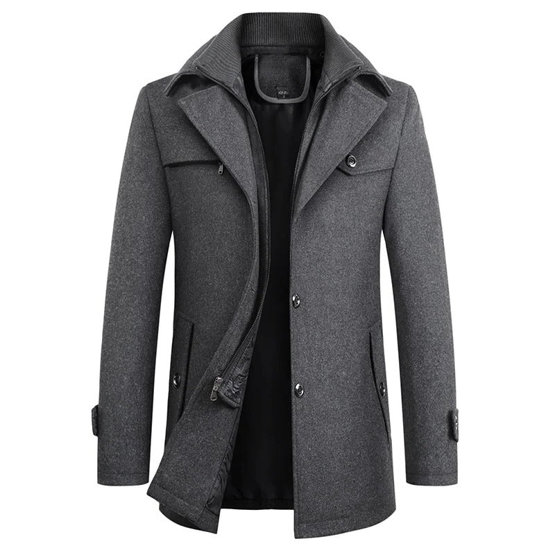 Belro waterproof winter business coat displayed in a full-length shot, featuring a sleek design and winter-ready fabric.
