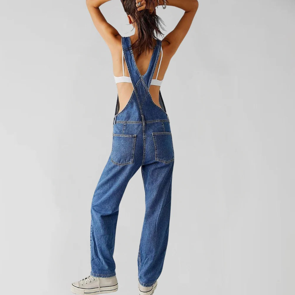 Belro trendy denim jumpsuit for women, stylish casual clothing with a fitted design and classic denim fabric.
