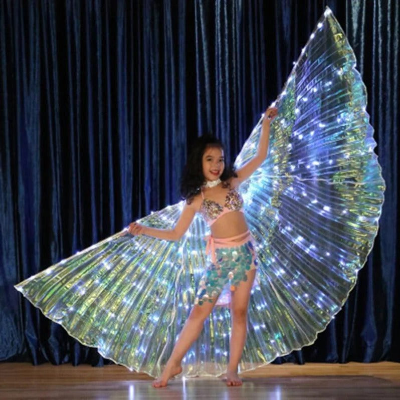 Belro LED fluorescent butterfly wings lighting display with glowing, colorful LED lights on delicate wing-shaped panels.
