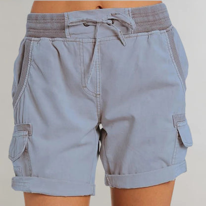 Belro women's high waisted shorts in black, made of stretchy leggings fabric, styled for casual or athletic wear.