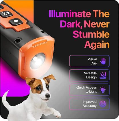 Belro ultrasonic dog trainer device for improved pet behavior, compact design with control buttons and speaker on a pet supplies image.