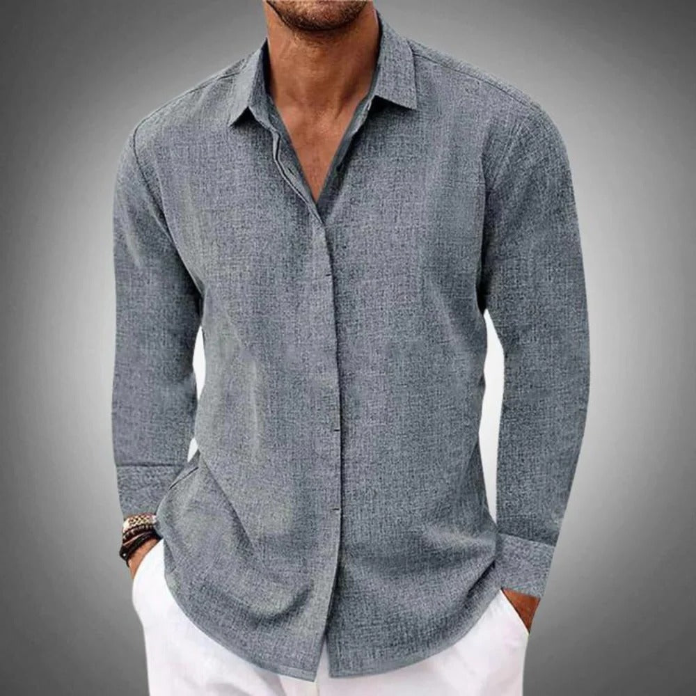 Men's classic long sleeve shirt by Belro, shown in a neutral color, with a button-up front and collar, casual and stylish.