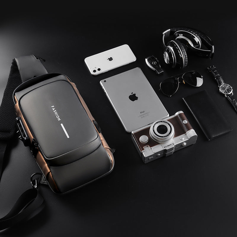 Belro anti-theft crossbody backpack with sleek design, multiple compartments, and secure zipper closures, perfect for daily use.