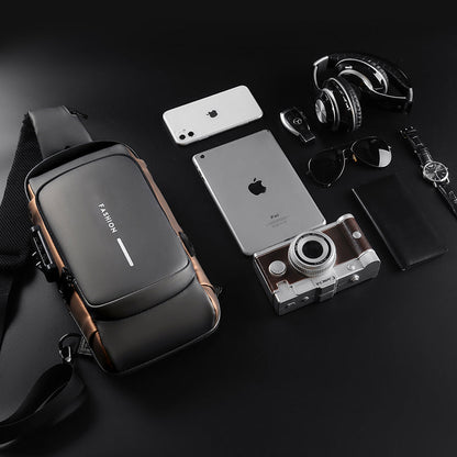 Belro anti-theft crossbody backpack with sleek design, multiple compartments, and secure zipper closures, perfect for daily use.
