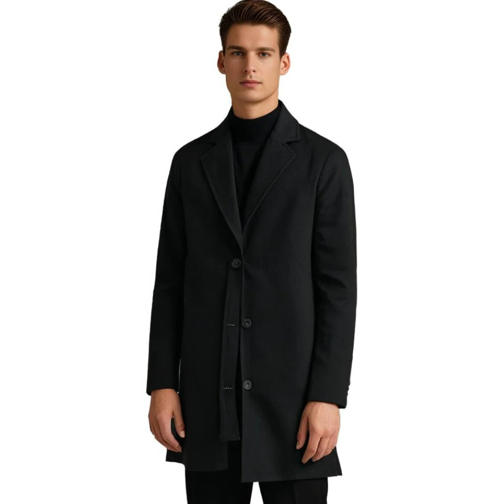Belro men's long winter coat with a hood, featuring a warm, insulated design perfect for cold weather outdoor wear.