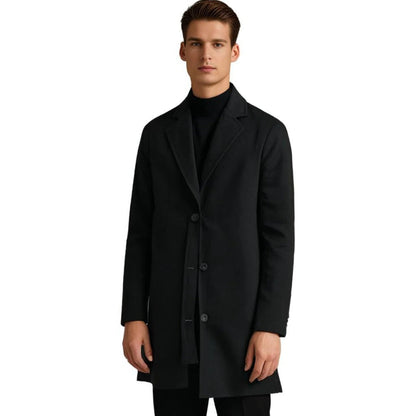 Belro men's long winter coat with a hood, featuring a warm, insulated design perfect for cold weather outdoor wear.
