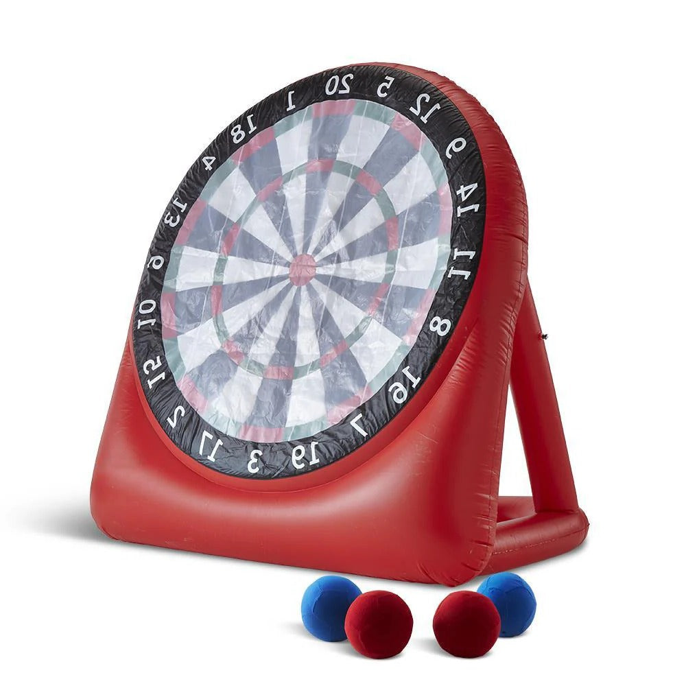 Giant inflatable soccer dartboard by Belro, perfect for outdoor sports and family games, featuring colorful target zones.