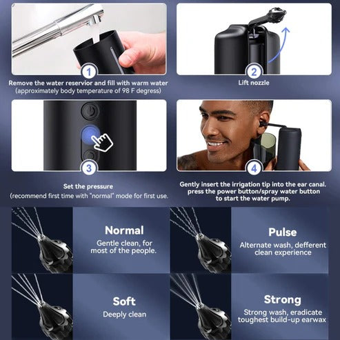 Belro ear cleaning irrigation tool for safe and gentle ear hygiene, shown in a close-up image.