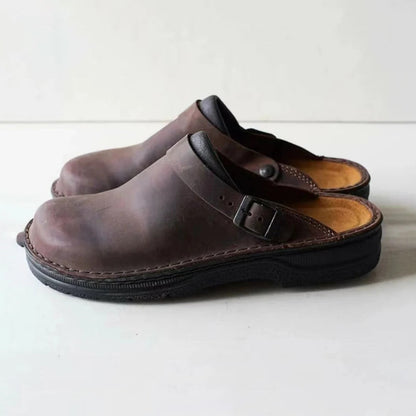 Belro men's leather slippers with soft interior and classic design, perfect for comfortable indoor footwear.