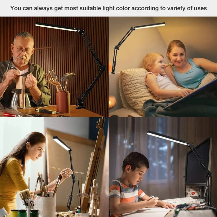 Belro LED desk lamp with clamp, adjustable arm and bright light for desk or workspace illumination.
