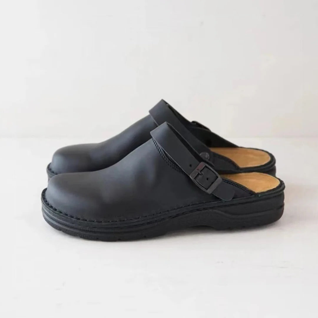 Belro men's leather slippers showing a classic slip-on design with soft leather uppers and comfortable soles.