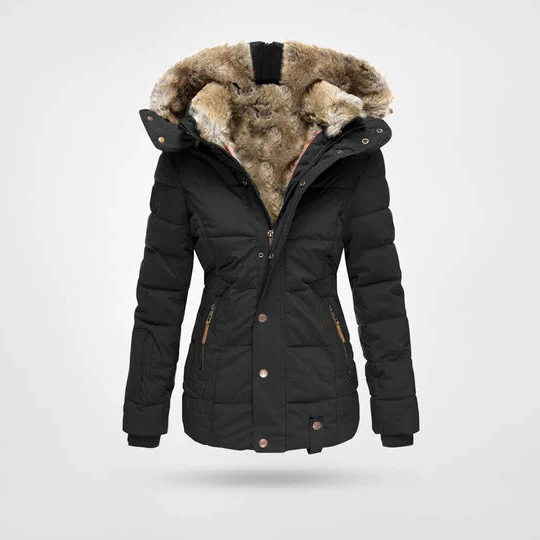 Belro warm winter jacket with hood and lining, stylish clothing coat designed for cold weather comfort.