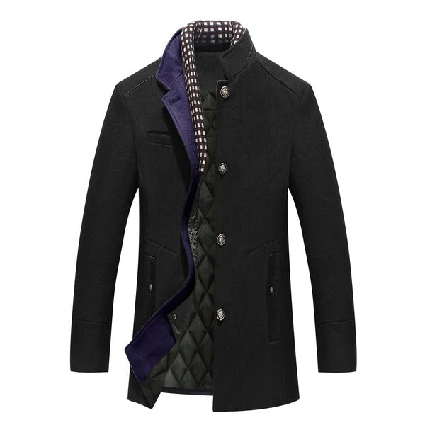 Belro men's wool coat with classic design, featuring a tailored fit and warm fabric, suitable for stylish cold-weather wear.