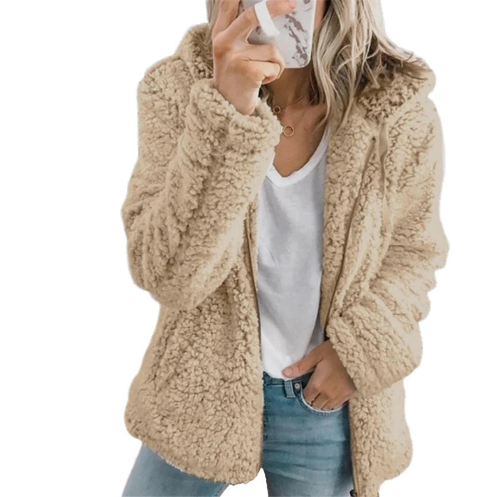 Belro men's elegant bear teddy fur coat with soft fleece, pockets, and zipper for warm, stylish winter clothing.