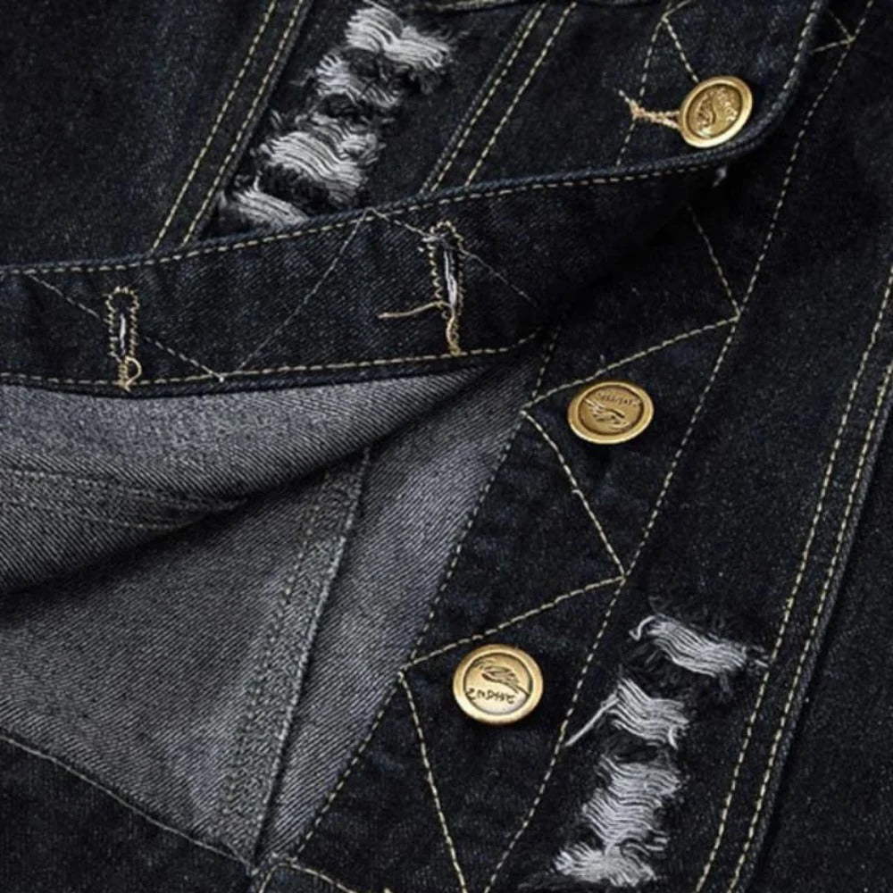 Belro retro denim vest for men featuring classic blue denim, sleeveless design, and vintage style.