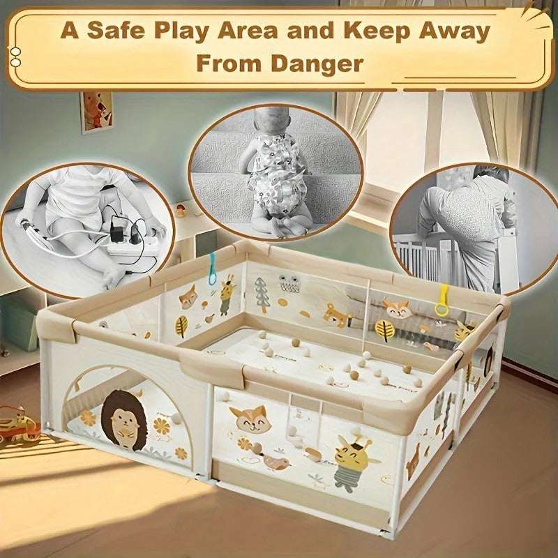 Belro baby playpen in soft fabric, designed for safe play and supervision for infants and toddlers.