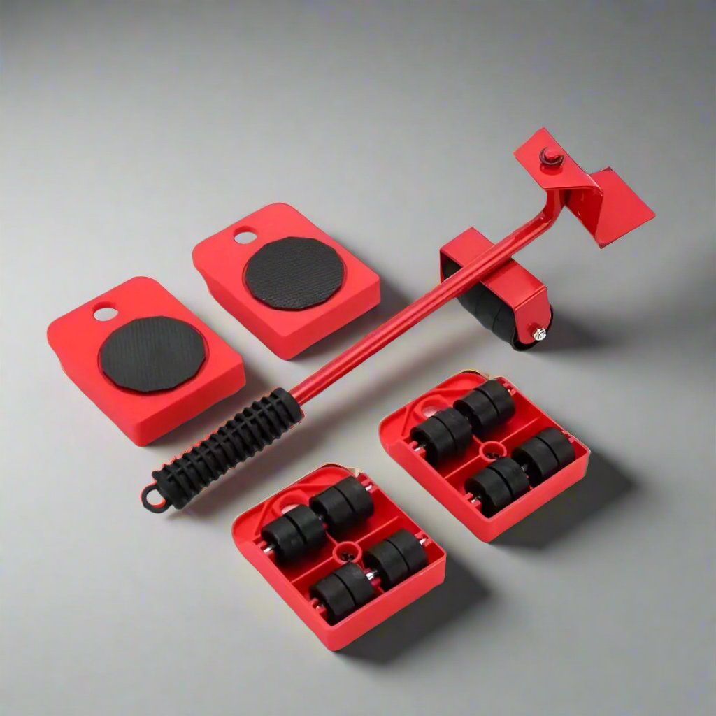 Belro Easy Move Furniture Kit for home and garden, showing compact tools and accessories in a storage case.