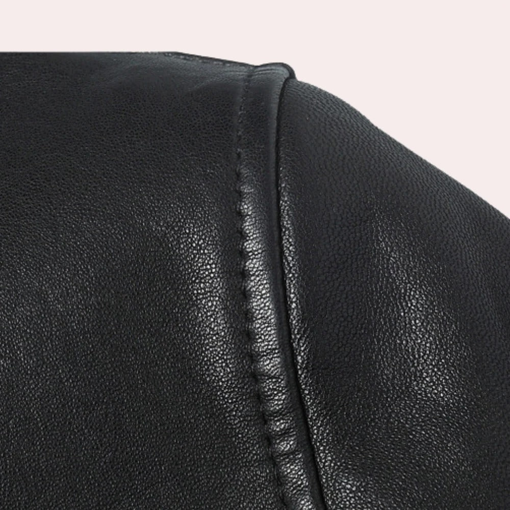 Men's Belro leather jacket with classic design, featuring a smooth brown finish and stylish collar detail.