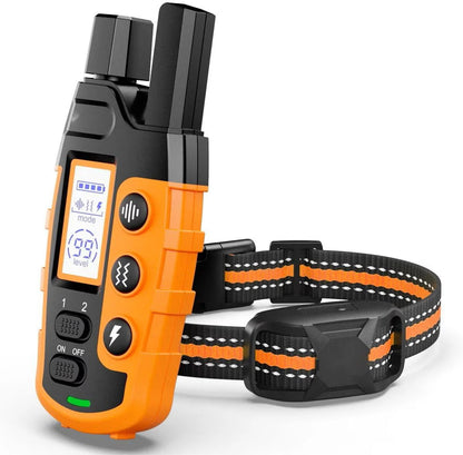 Belro remote dog training e-collar with adjustable strap and control buttons, used for training and behavior correction.
