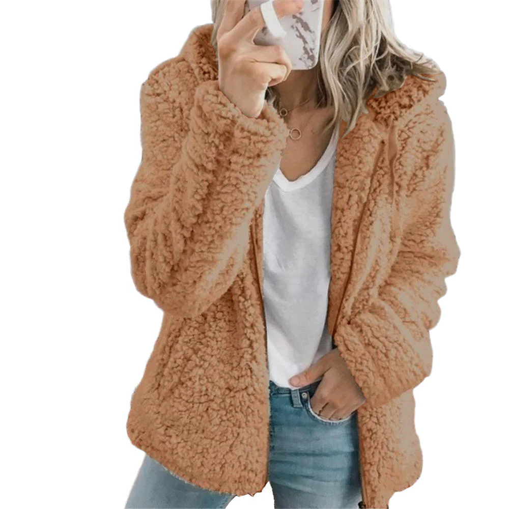 Belro men's teddy fur coat with soft fleece, featuring a zipper and pockets, showcasing its cozy, stylish design.