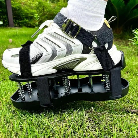 Belro men's aerator shoes for lawn care, featuring adjustable straps and durable soles for effortless yard aeration.