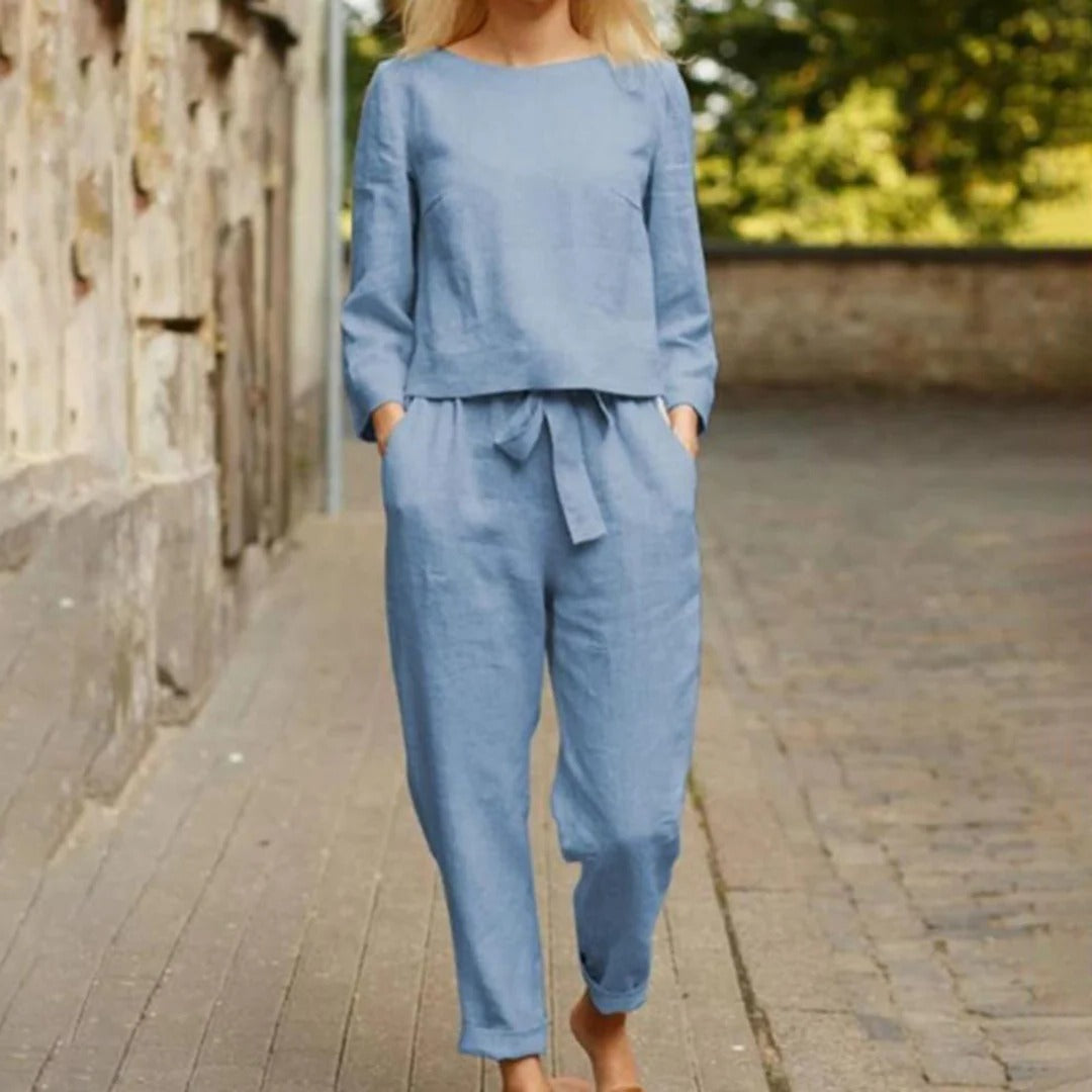 Belro stylish two-piece sleepwear set featuring a comfortable top and matching pants in soft fabric.