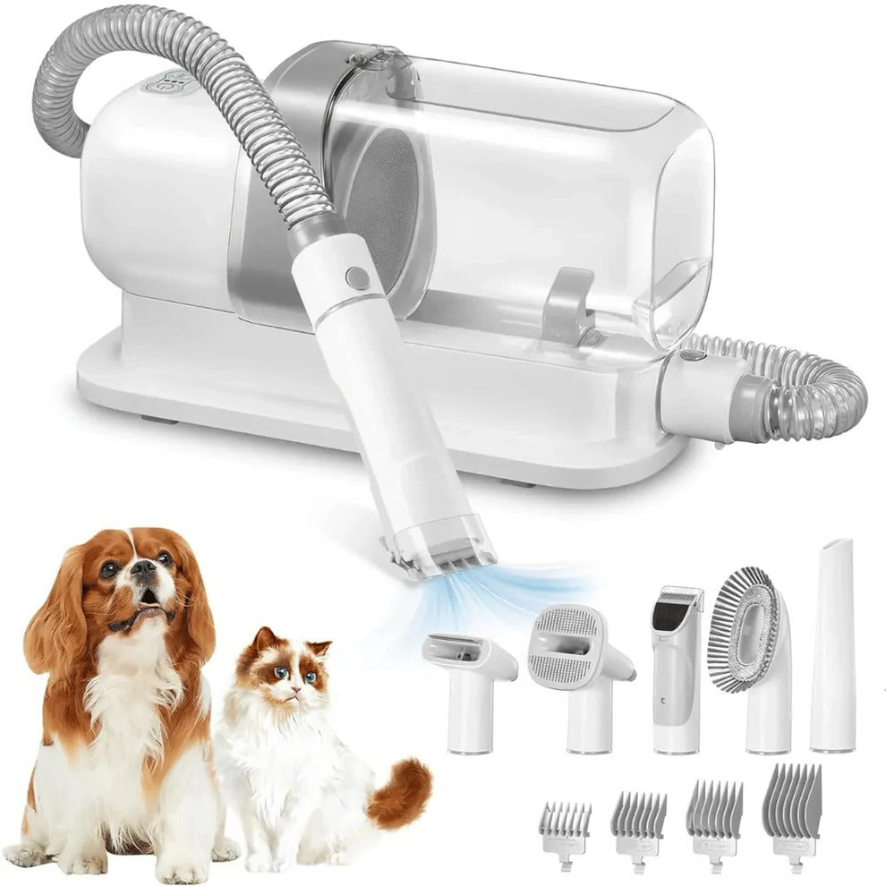 Belro low-noise dog grooming vacuum with pet hair clippers and brush kit, large 77.7oz capacity for easy pet grooming.