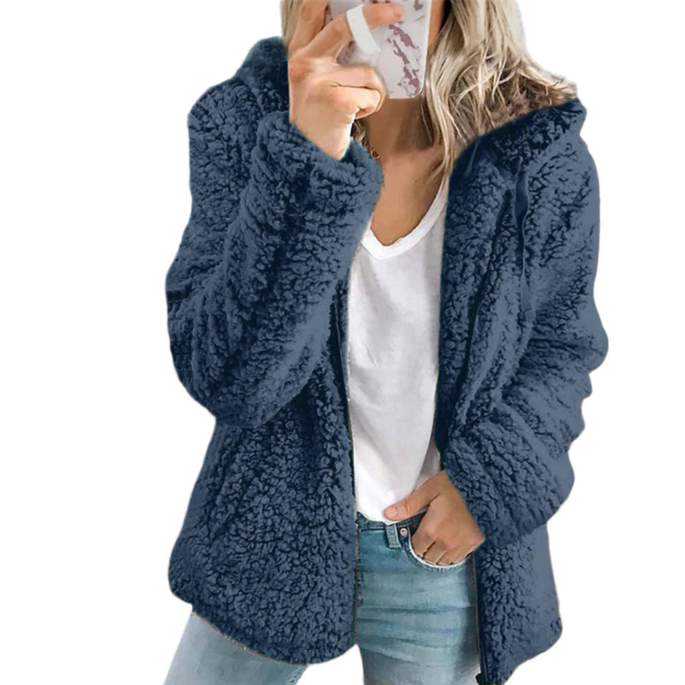Belro men's bear teddy fur coat with soft fleece, front pockets, and zipper for a cozy, stylish winter clothing look.