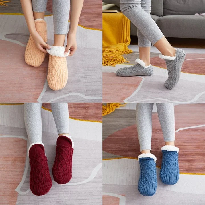 Belro indoor non-slip thermal socks featuring cozy knit fabric and grippy soles, ideal for cold weather indoor wear.