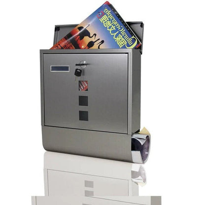 Large heavy duty wall-mounted metal mailbox by Belro, lockable, vertical design for secure home and garden mail storage.