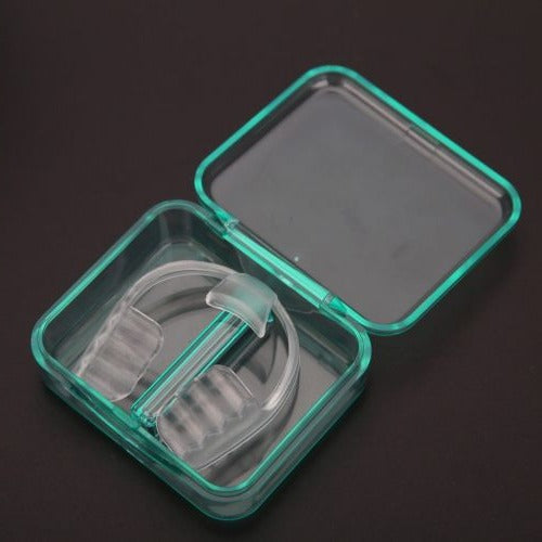 Belro mouth guard for teeth grinding and clenching, showing a clear, ergonomic dental appliance designed for oral health protection.