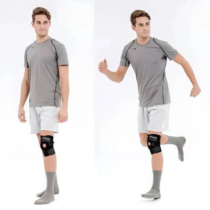 Belro knee support with adjustable compression straps, designed for pain relief, injury recovery, arthritis, and sports stability.
