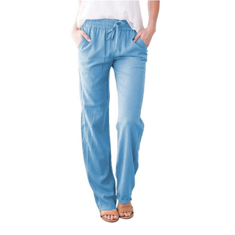 Belro summer trousers in lightweight fabric, shown in a relaxed fit with a neutral color, suitable for casual warm-weather wear.