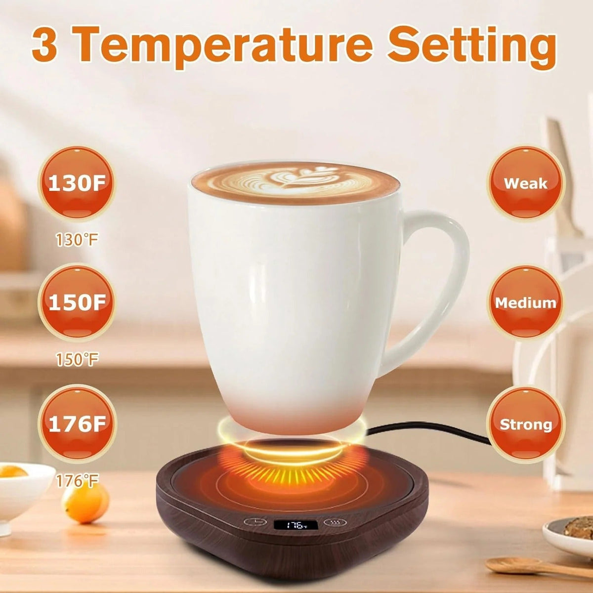 Belro coffee mug warmer set with electronic heating pad and control switch, designed to keep coffee warm on a desk or countertop.