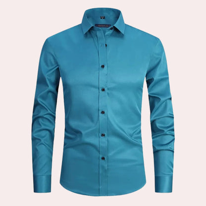 Men's Belro stretch shirt in light blue, featuring a classic collar and button-up design, suitable for casual or formal wear.
