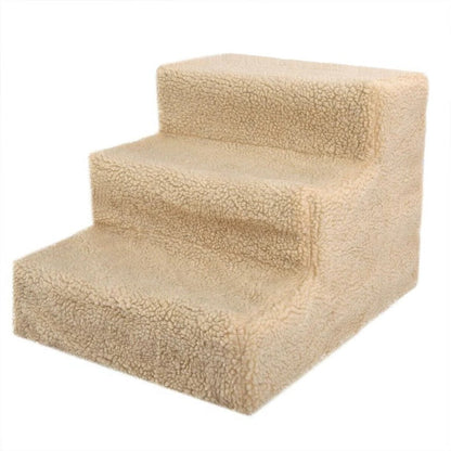Belro 3-step portable dog stairs for tall beds, lightweight pet steps with non-slip surfaces for easy pet access.