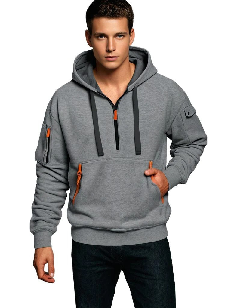 Belro men's hoodie showing a comfortable, stylish activewear top with a front pocket and adjustable drawstrings.